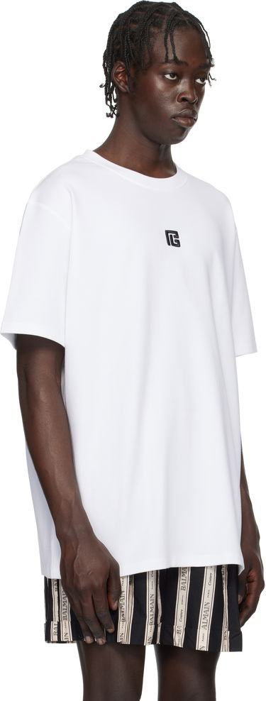 T-shirt Balmain 'PB' Embroidered T-Shirt Vit | EH1EG010BC87, 1