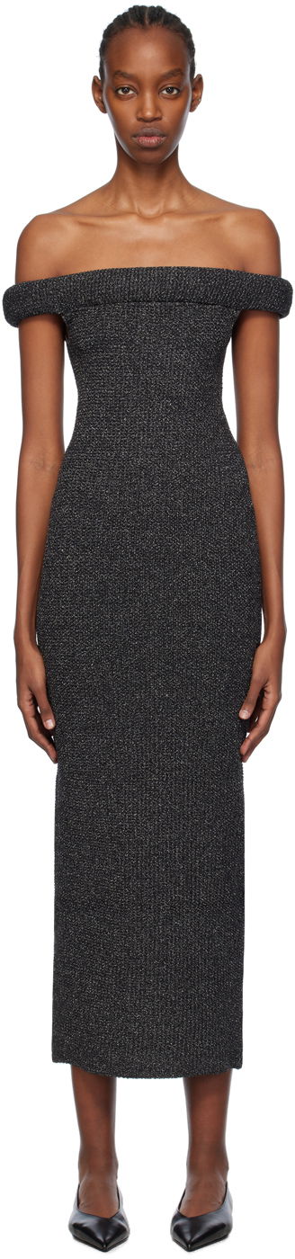 Klä TOTEME TOTEME Off-The-Shoulder Midi Dress Grå | 241-WRD1179-YA0031