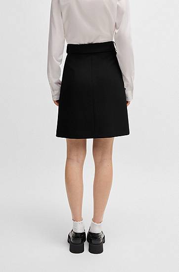 Kjol BOSS Mini Skirt with Belt and Wrap-Style Front Svart | 50545768, 1