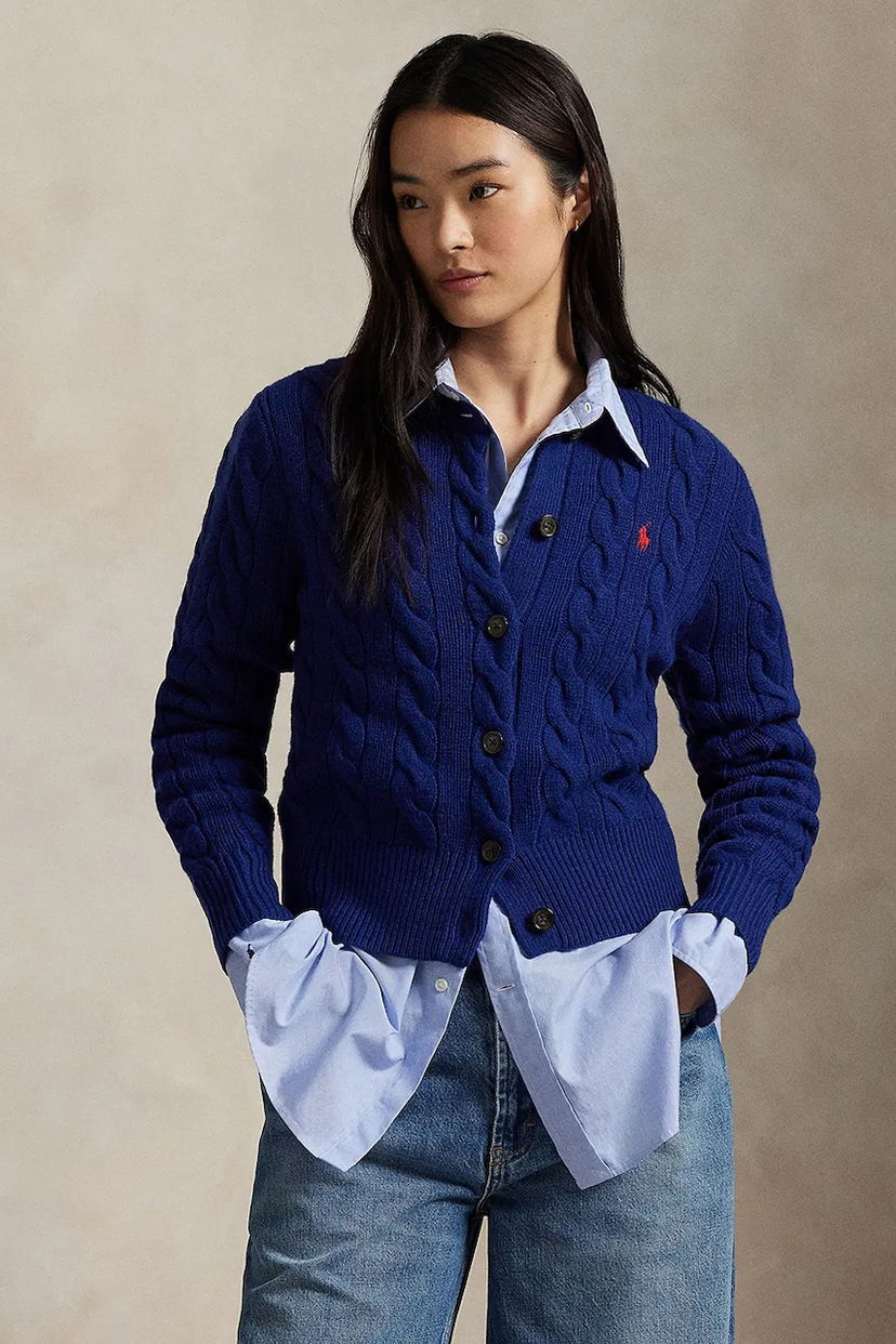 Sweater Polo by Ralph Lauren Polo Ralph Lauren Cable-Knit Cardigan Blå | 211972104015