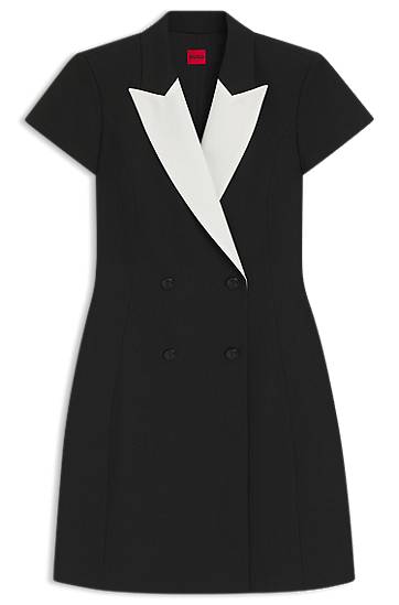 Klä BOSS Contrast-Lapel Blazer Dress Svart | 50544765