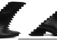 Square Toe Leather Ankle Boot "Black"