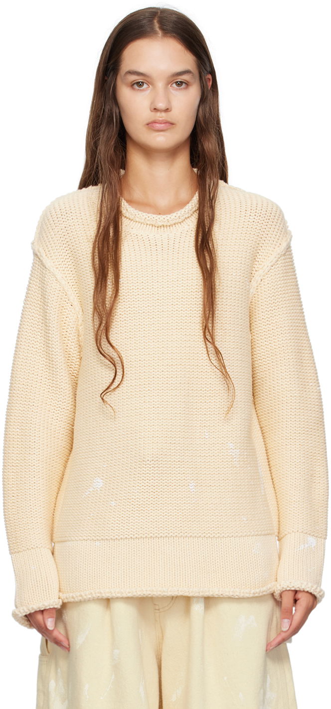 Sweater R13 R13 Rolled Edge Knit Sweater Beige | R13WY152-Y055B