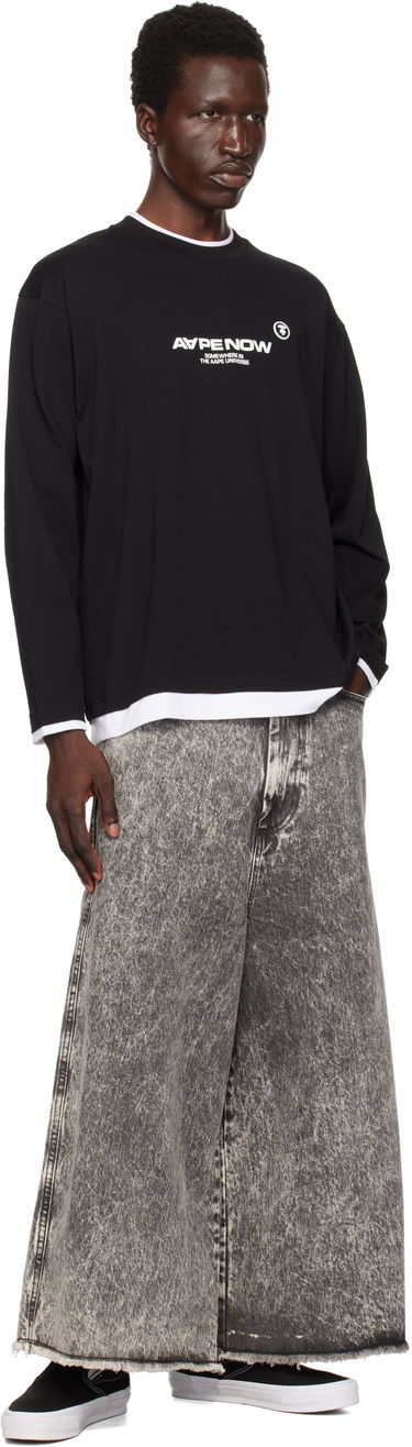 T-shirt AAPE by A Bathing Ape AAPE by A Bathing Ape 'AAPE Now' Layered Long Sleeve T-Shirt Svart | AAPLTM1543XXNBKX, 3