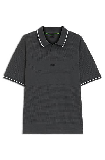 Polotröja BOSS Relaxed Fit Mesh Polo Shirt Grå | 50544187