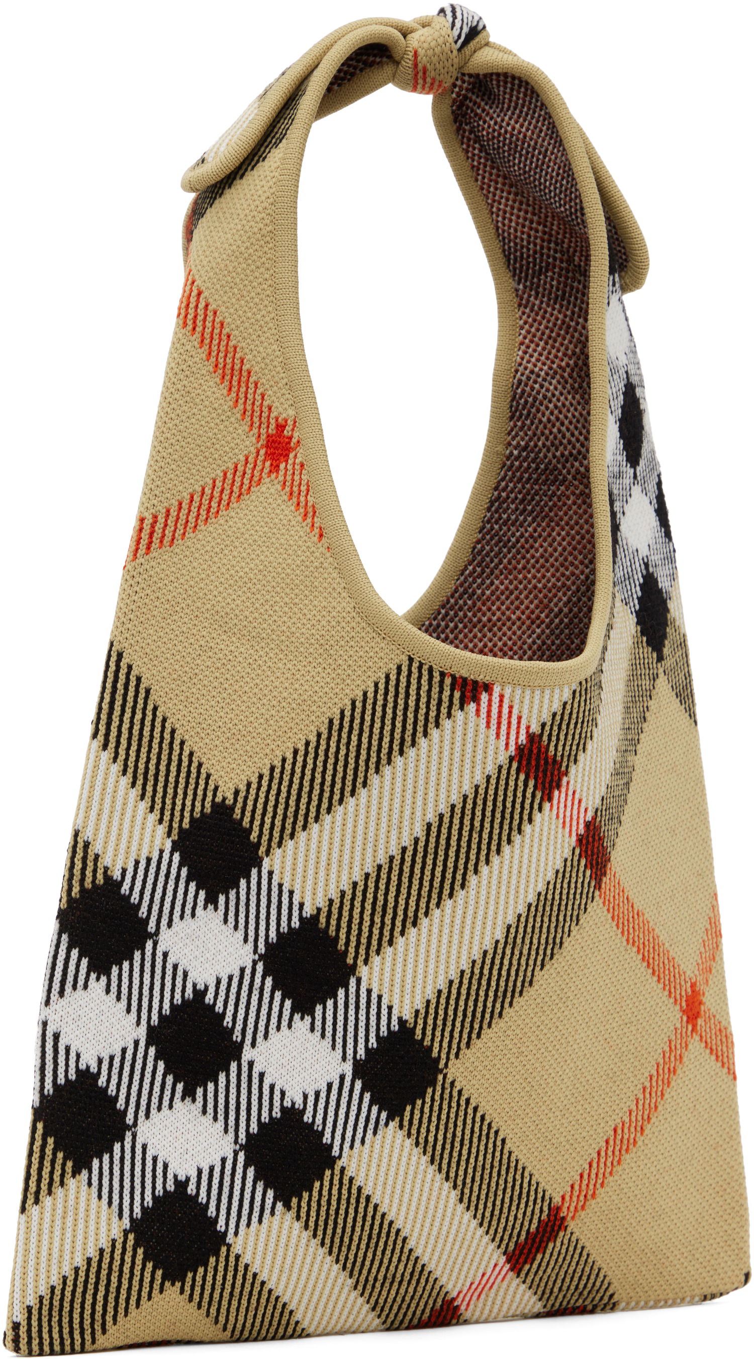 Handväska Burberry Burberry Check Tie Knit Tote Beige | 8110029, 1