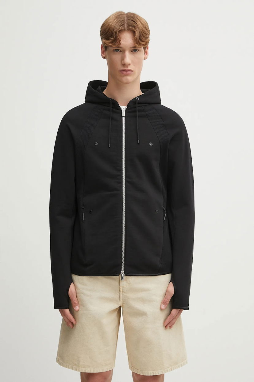 Sweatshirt HELIOT EMIL Heliot Emil Hooded Zip-Up Jacket Svart | PREAW25.M.08.079.BLK01