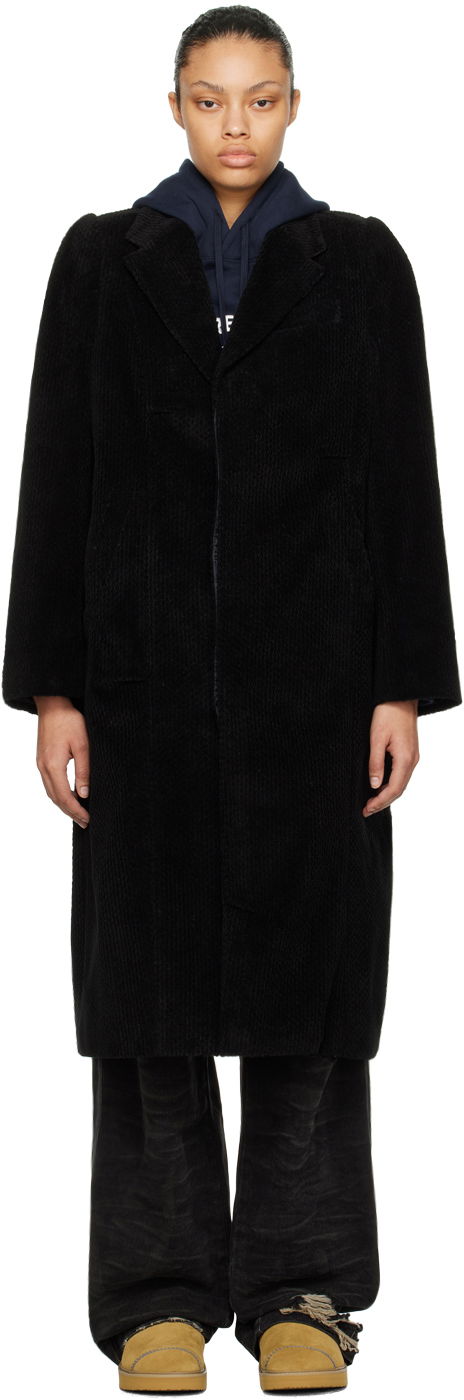 Rockar ADER ERROR Single-Breasted Long Corduroy Coat Svart | BMADFWCT0103BK