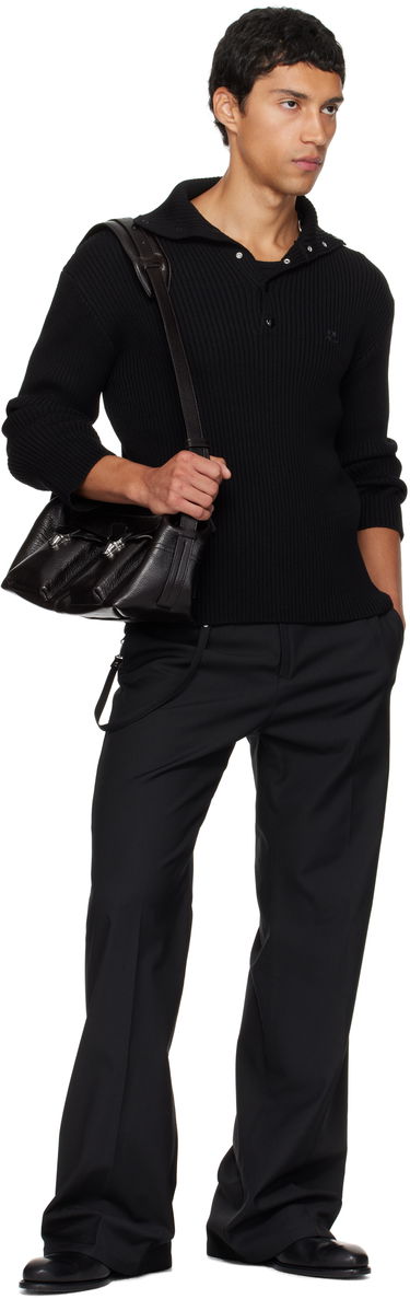 Sweater Courrèges Courrèges Ribbed Wool Polo Svart | 325MPO050FI0036, 3