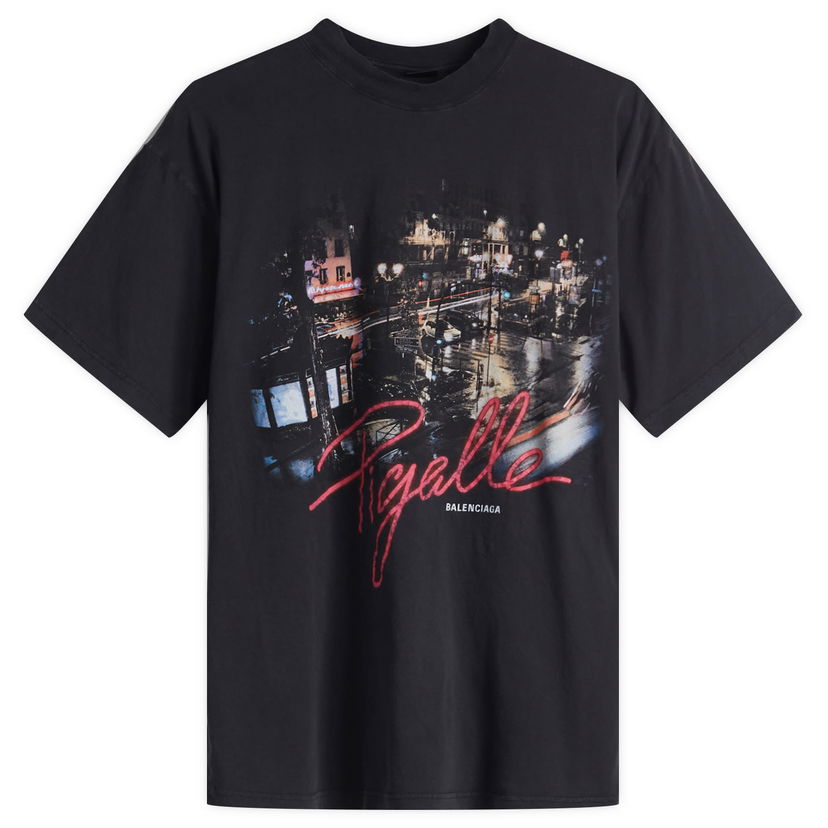 T-shirt Balenciaga Men's Piagelle Faded Wash T-Shirt, Size Large Svart | 809122-TRVO1-1041