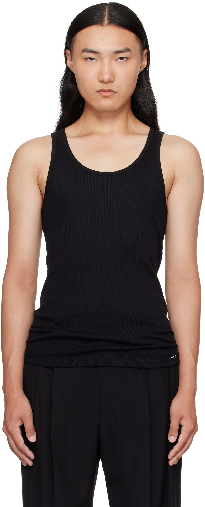 Linne Tom Ford TOM FORD Cotton & Modal Rib Tank Top Svart | T4D101210