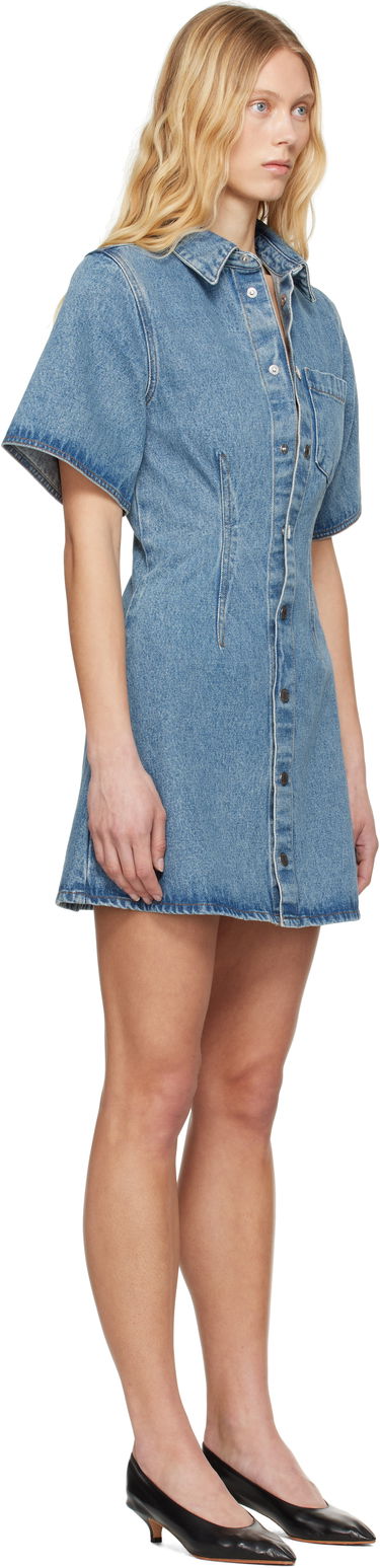 Klä AMI AMI Paris Short Sleeve Denim Minidress Blå | FDR404.DE0046, 1