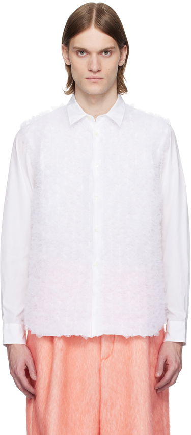 Skjorta Comme des Garçons Homme Plus Cotton Broad & Nylon Tulle Shirt Vit | PO-B025-051, 0