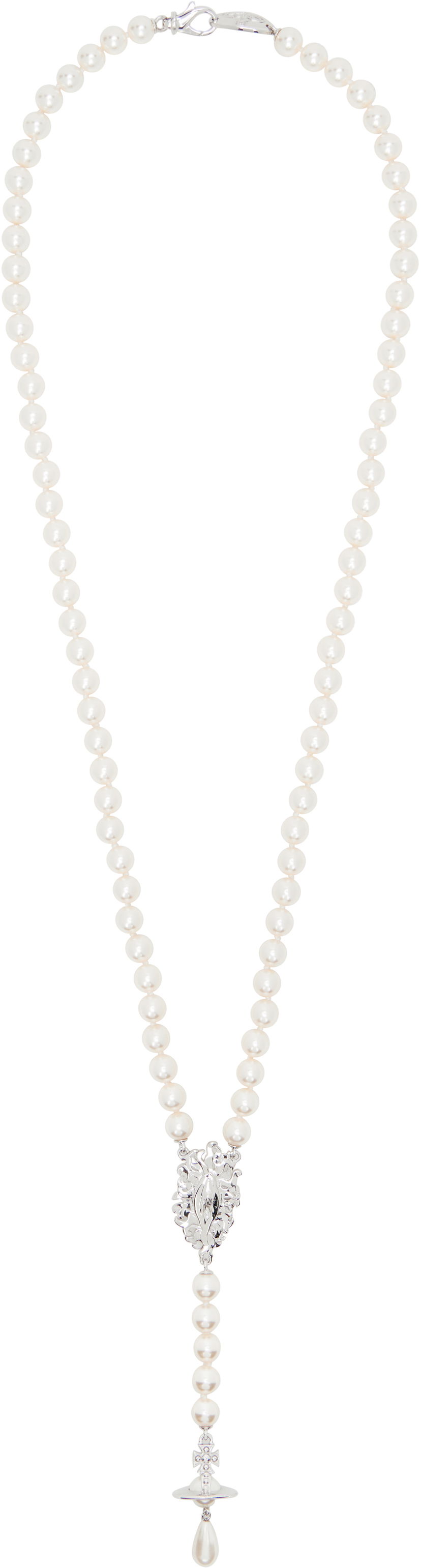 Halsband Vivienne Westwood Vivienne Westwood Calista Long Pearl Necklace with Orb Pendant Vit | 6301013L-02P103-
