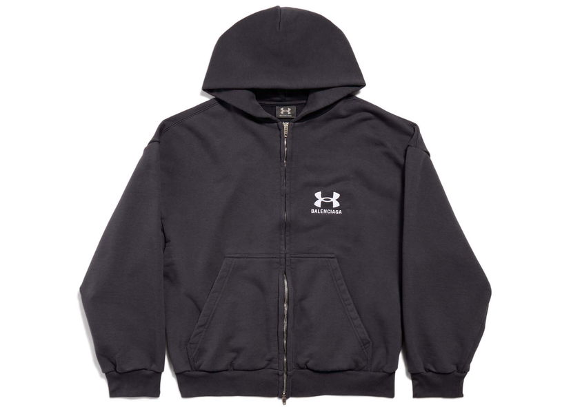 Sweatshirt Balenciaga Under Armour x Zip-Up Hoodie Regular Fit Black/White Svart | 803264TRVB89034