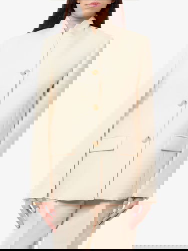 Jacka TOTEME Single-Breasted Band Collar Blazer Beige | 241WRZ1063FB0065007, 2