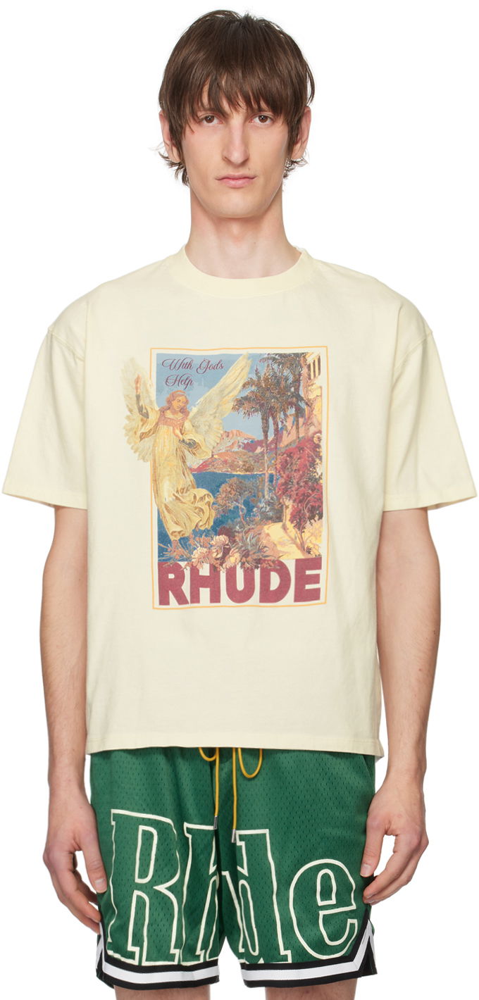 T-shirt Rhude Angel T-Shirt Beige | RHPS24TT23012611