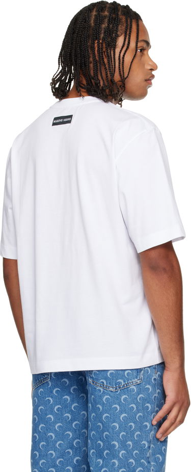 T-shirt Marine Serre Moon Logo Jersey Loose Fit Short Sleeve T-Shirt Vit | MTT077BCJER0009, 2