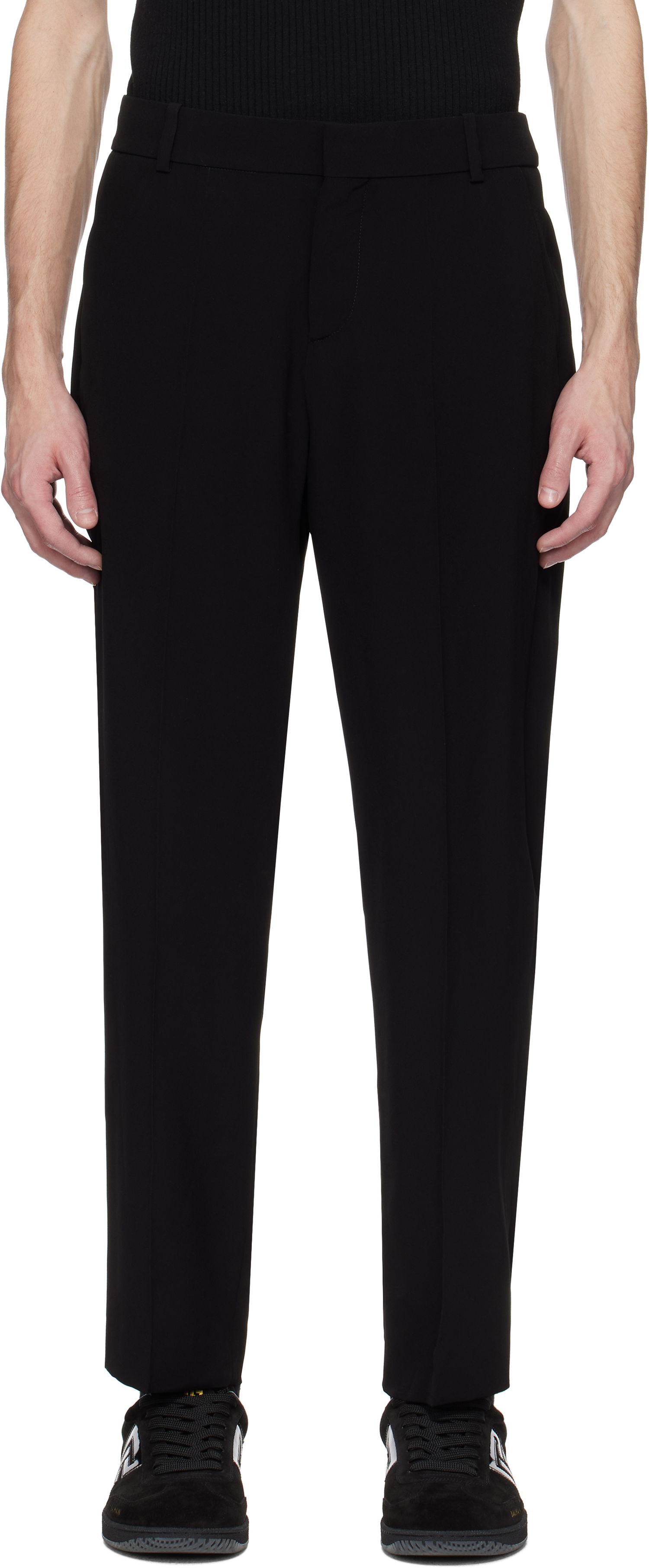 Byxor Balmain Balmain Crêpe Straight-Leg Trousers Svart | EH0PM037VB00, 0