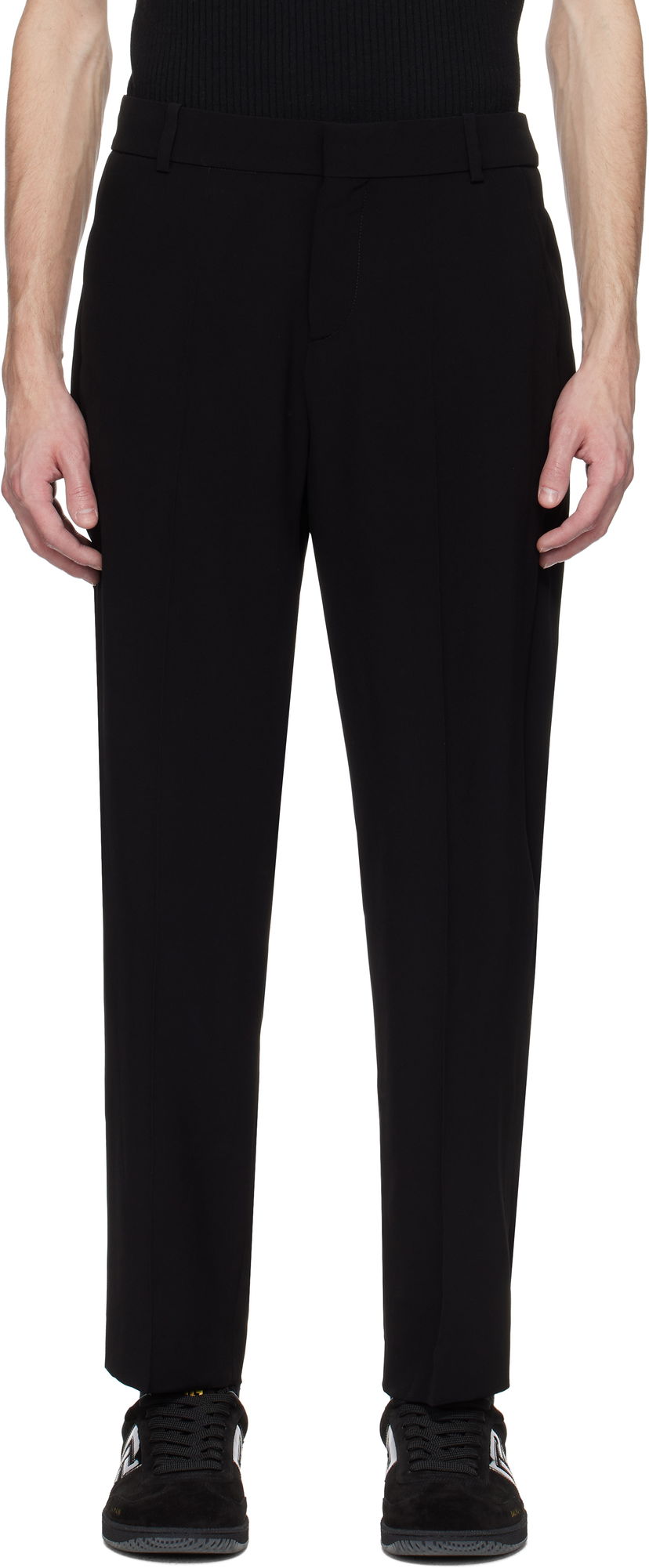 Byxor Balmain Balmain Crêpe Straight-Leg Trousers Svart | EH0PM037VB00