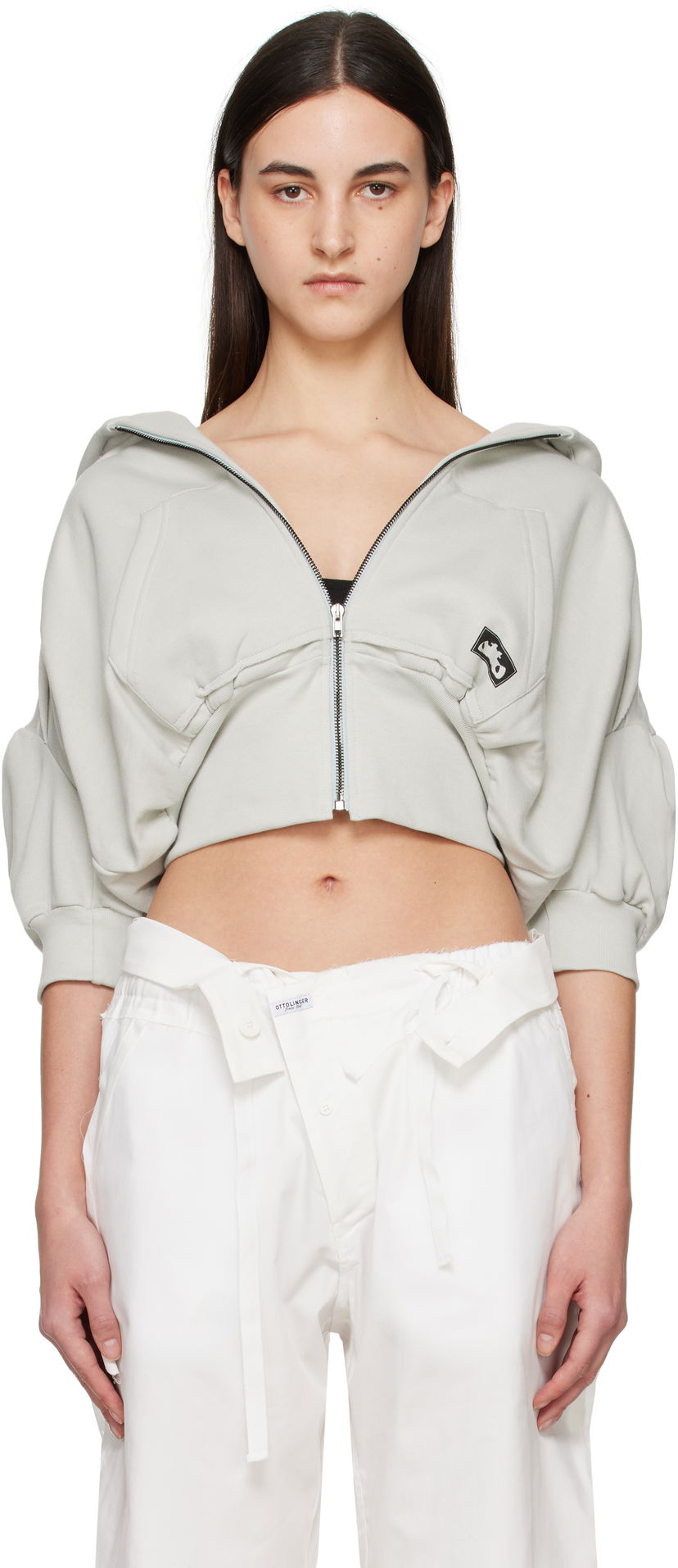Sweatshirt Ottolinger Ottolinger Cropped Short Sleeve Hoodie Grå | 11560011502