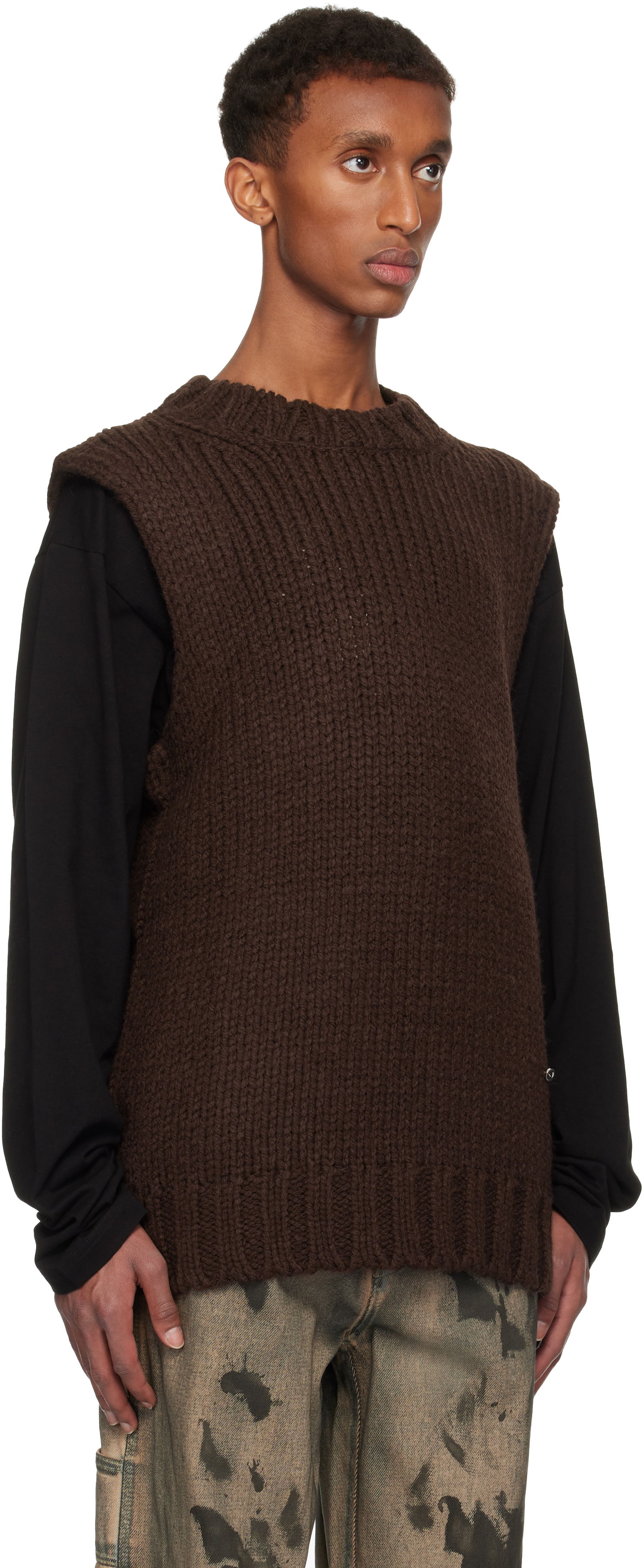 Sweater We11done We11done Sleeveless Knit Sweater Brun | WD-KT3-24-667-U-BR, 1