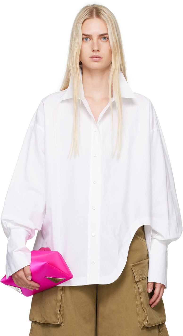 Skjorta The Attico The Attico Diana Asymmetric Shirt Vit | 227WCH04 C052