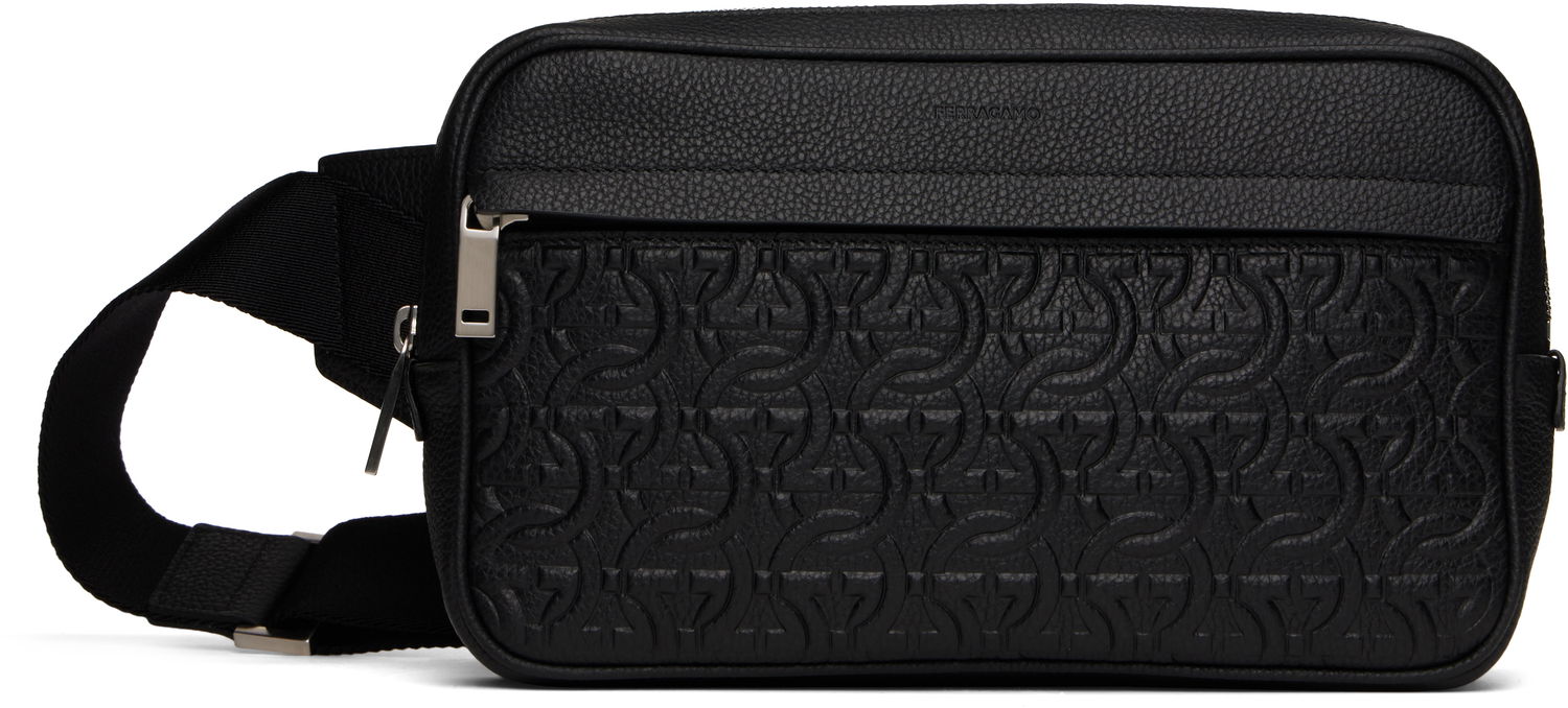 Midjeväska FERRAGAMO Ferragamo Gancini Embossed Leather Belt Bag Svart | 769479, 0