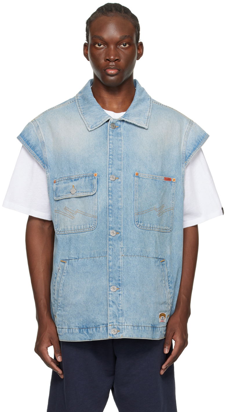 Väst Martine Rose Faded Denim Vest Blå | MRSS24-236