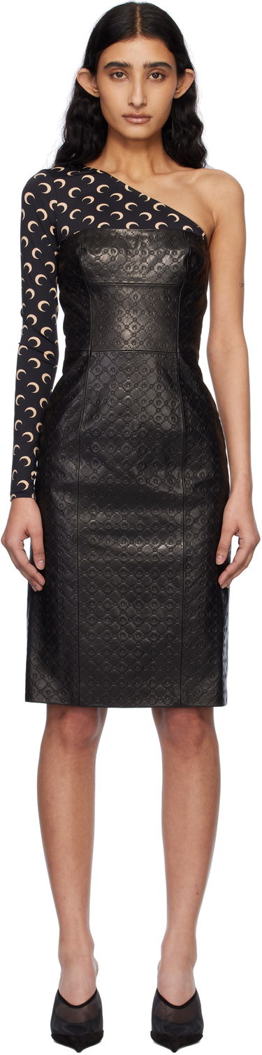 Klä Marine Serre Marine Serre Moonogram Embossed Leather Midi Dress Svart | WDR315A RLEA0021, 0