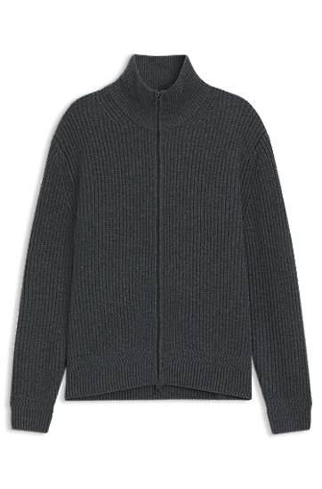 Sweater BOSS BECKHAM x BOSS Zip-Up Cardigan in Wool and Cashmere Grå | 50554340