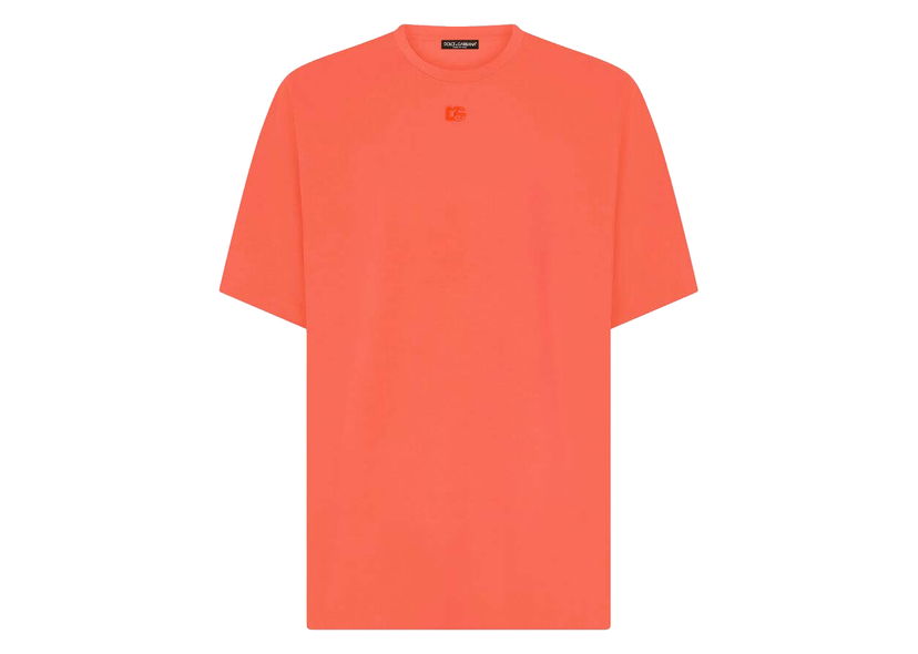 T-shirt Dolce & Gabbana Technical Jersey Metallic DG Logo T-shirt Pink Röd | G8NV9ZHU7LCR3722