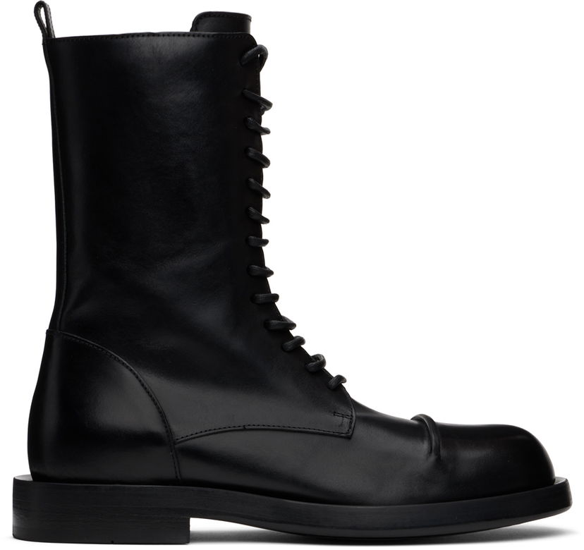 Kläder Ann Demeulemeester Ann Demeulemeester Gillian Pintuck Combat Boots Svart | 2402-M-C15-LT049-099