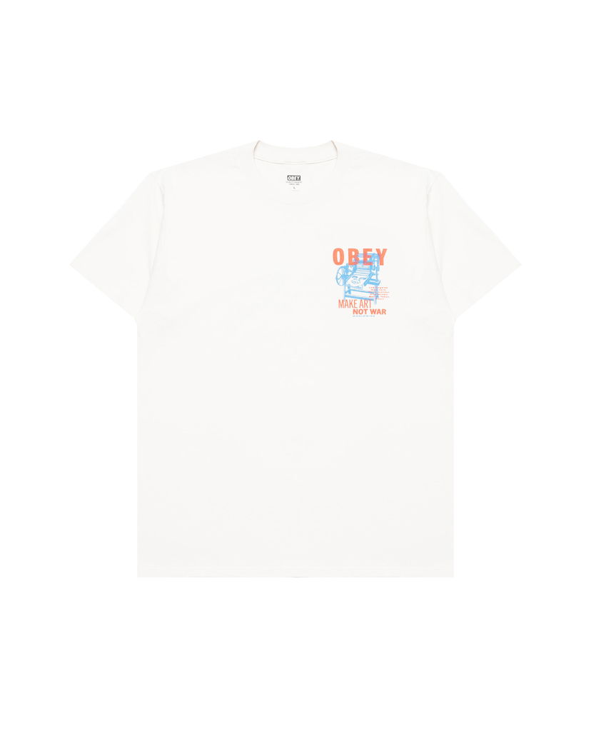 T-shirt OBEY Obey Printing Press Make Art T-Shirt Vit | 165264061-CRM