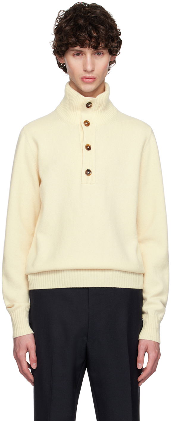 Sweater Tom Ford Off-White Button Turtleneck Beige | KTL004-YMW047F24, 0