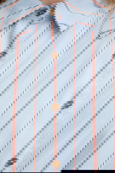 Skjorta Barbour Barbour Saffron Relaxed Fit Button-Down Shirt Blå | LSH1698, 4