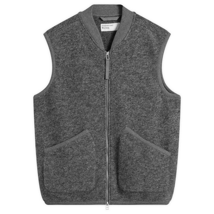 Väst Universal Works Wool Fleece Zip Waistcoat by Universal Works Grå | 00015-GMA