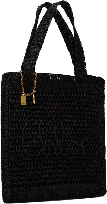 Tygpåse CHLOÉ Chloé Summer Banana Raffia Tote Svart | CH25US901P08, 1