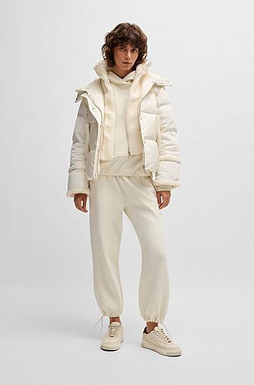 Pufferjacka BOSS Water-Repellent Puffer Jacket with Teddy Trim Vit | 50524479, 1