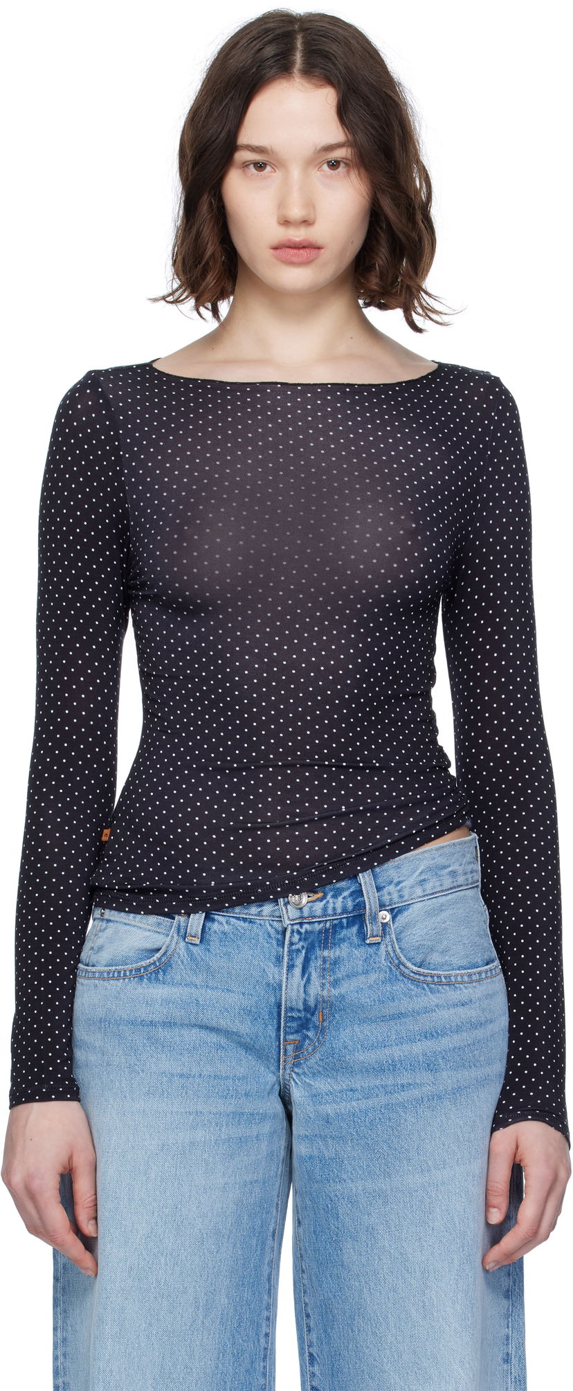 T-shirt Miaou Miaou Amelia Polka Dot Long Sleeve T-Shirt Svart | 7183TJBBWP