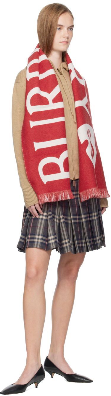 Halsduk Burberry Burberry Logo Wool Scarf Röd | 8109564, 2