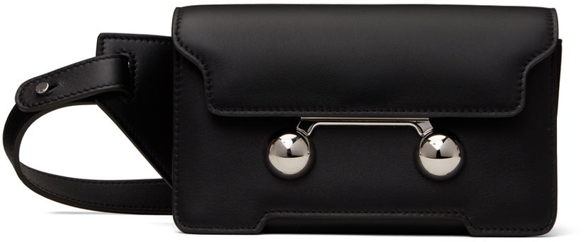 Midjeväska Marni Marni Leather Trunkaroo Crossbody Bag Svart | MUMQ0022U0 P6948
