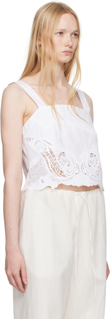 Crop top rag & bone Rag & Bone Clem Lace-Trim Poplin Tank Top Vit | WAW25SA036LA36, 1