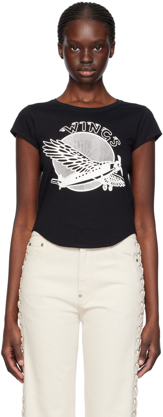 T-shirt Stella McCartney 'Wings' Graphic T-Shirt Svart | 6J02843SPZ12