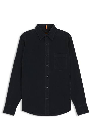 Skjorta BOSS Regular-Fit Corduroy Shirt Mörkblå | 50548976