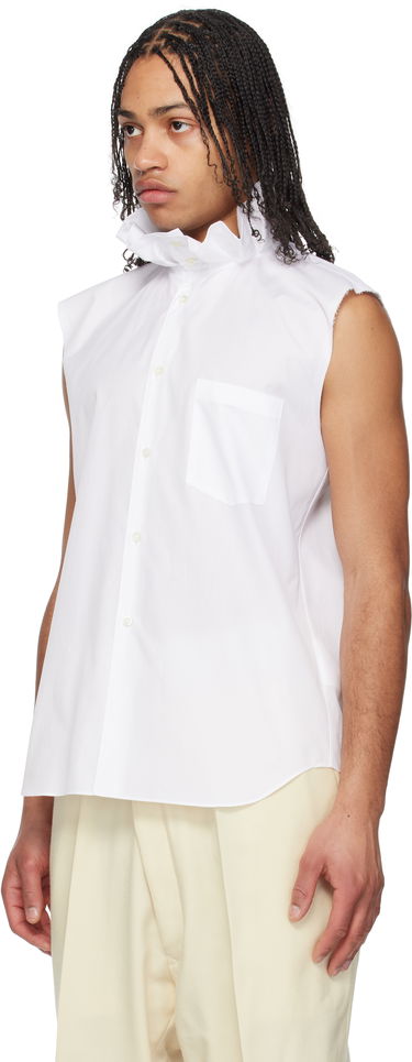 Skjorta Comme des Garçons Comme des Garçons Homme Plus Cotton Sleeveless Shirt with Lace Sleeves Vit | PO-B029-051, 3