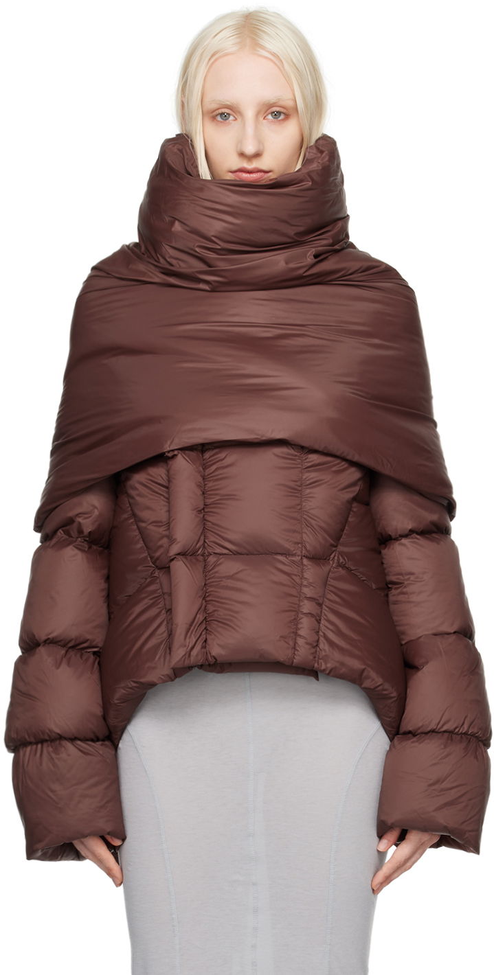 Kläder Rick Owens Brown Porterville Cowl Scarf Brun | RP02D3443 NP