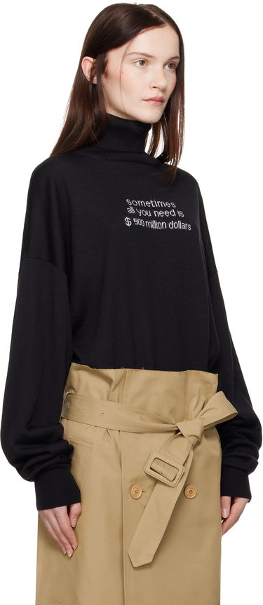 Sweater VETEMENTS VETEMENTS '500 Million Dollars' Turtleneck Sweater Svart | UA66KN180B, 1