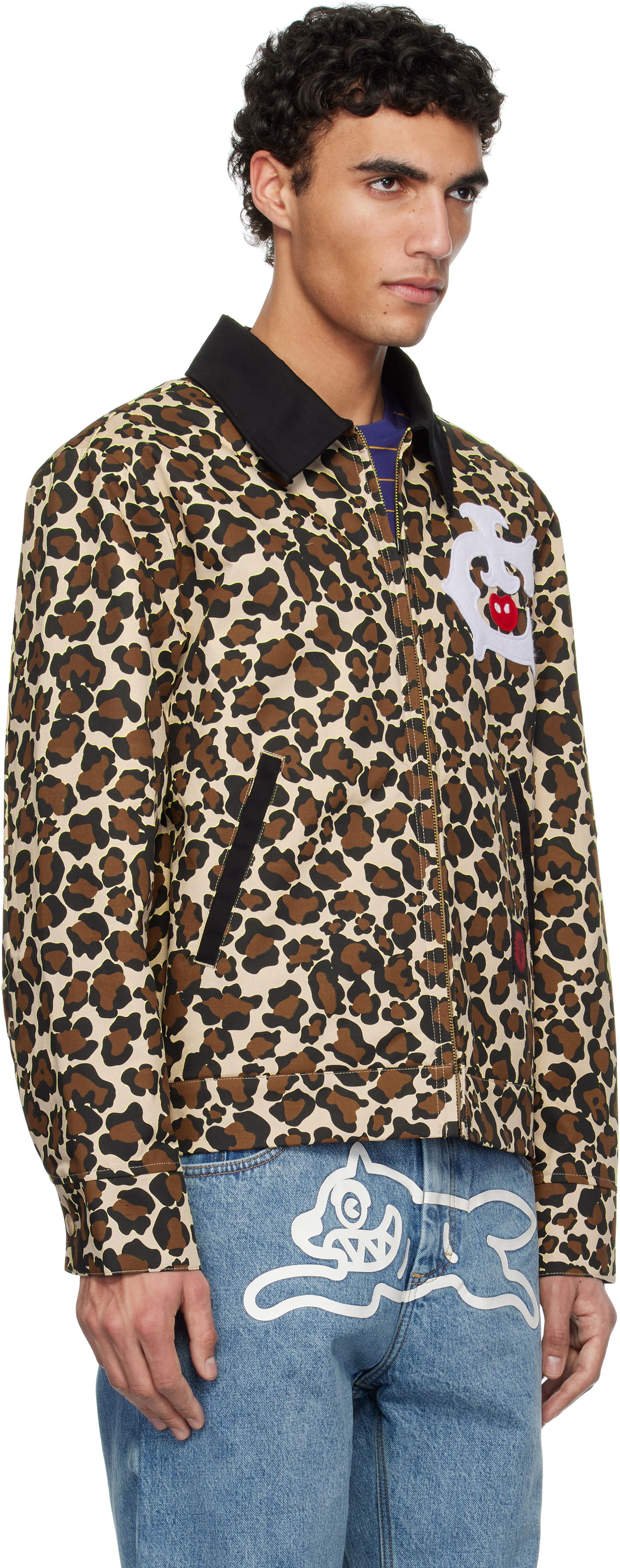 Jacka BBC IceCream ICECREAM Work Jacket with Leopard Print and Graphic Appliqué Beige | IC25174, 1