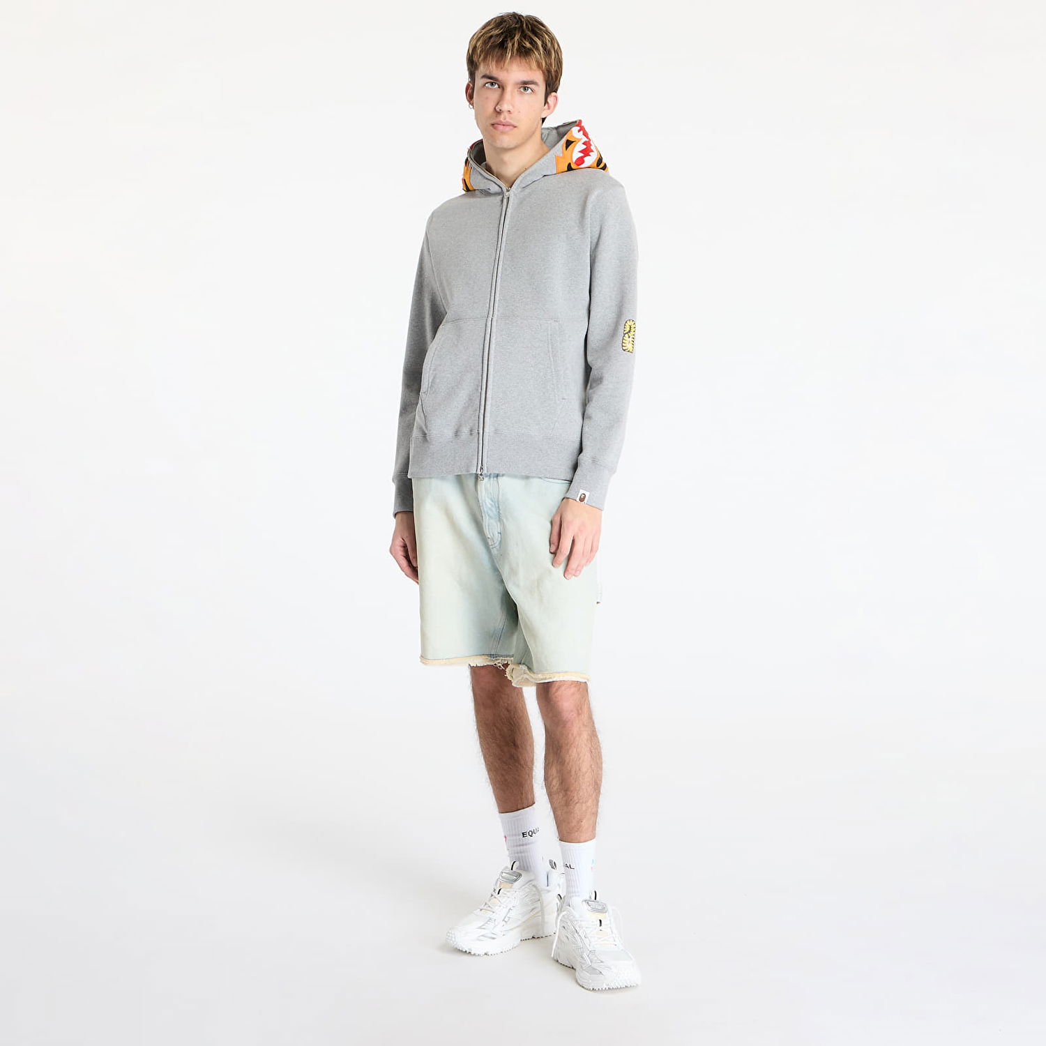 Sweatshirt BAPE A BATHING APE Tiger Full Zip Hoodie Grå | 001ZPL301006MGRA, 1